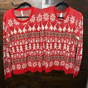 Novelty two person couples ugly Christmas holiday sweater OS